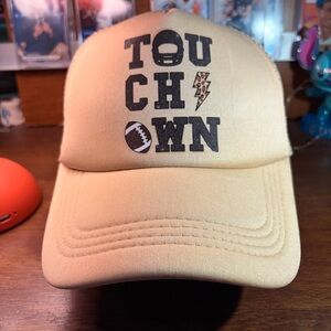 Touchdown Trucker Hat Tan Mesh Snapback Football Leopard Lightning Bolt Cap